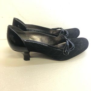 🌞Franco Sarto Black Leather Tufted Front Heel 9M